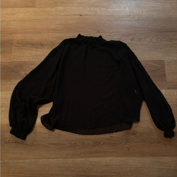 Zara Tops - Zara Black on Black Polkadot Blouse — Size Large
